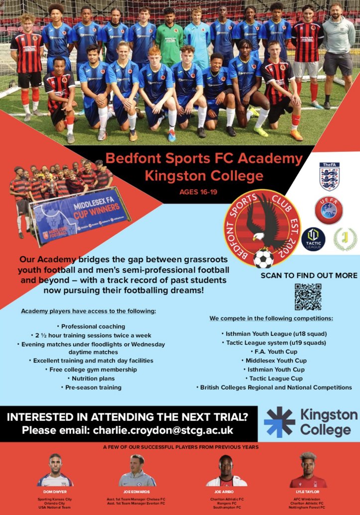 Did you know we have a FOOTBALL ACADEMY at Kingston College? And it’s very successful!

GOALS TOLWORTH NEXT TRIAL DATE – TUESDAY 2ND APRIL, 12PM.

If you know anyone in year 11 who wants to train/play football alongside an academic qualification then we want to hear from them!