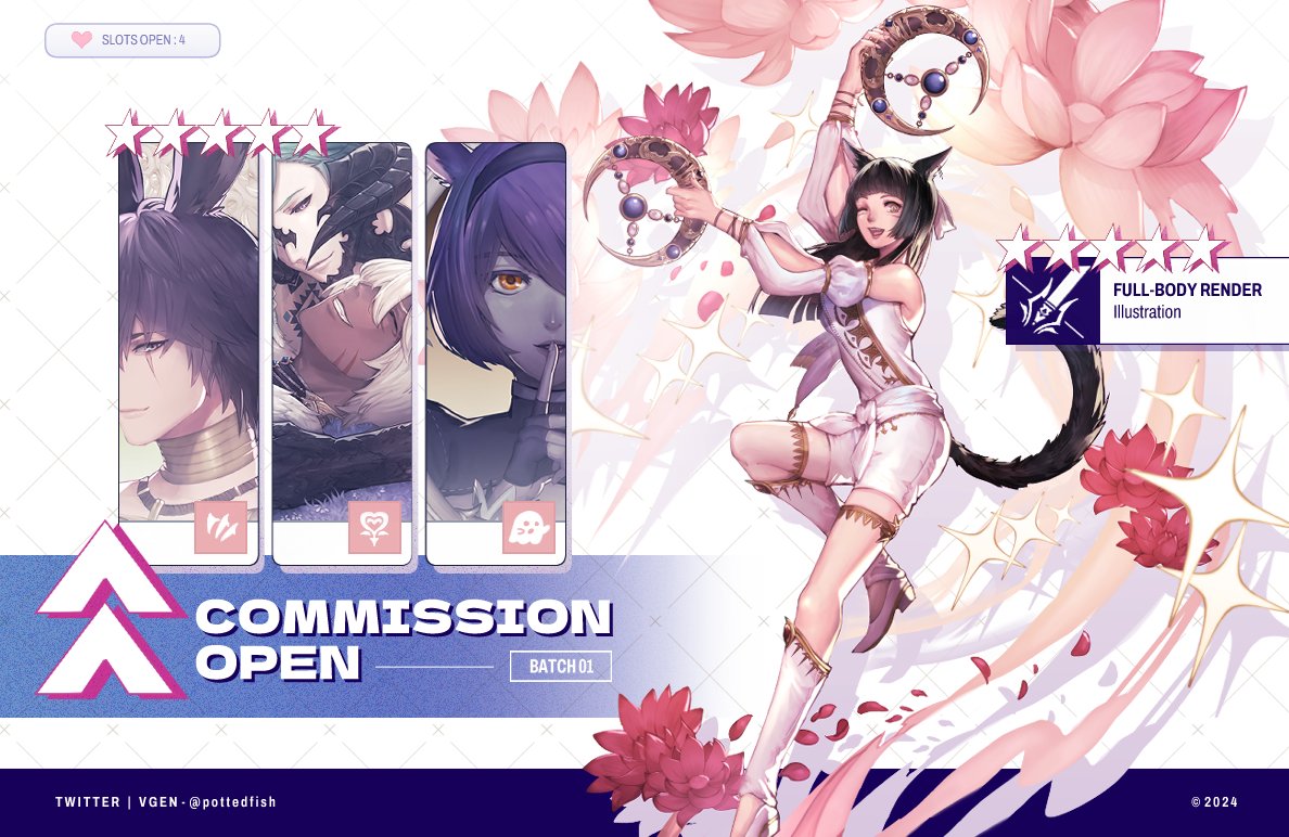 [ RT + 💖 are appreciated ] Hello! I am now officially open for commissions on VGen! Slots open : [0/4] For more info: ⬇️ vgen.co/pottedfish #VGenOpen #VGenComm #commissionsopen