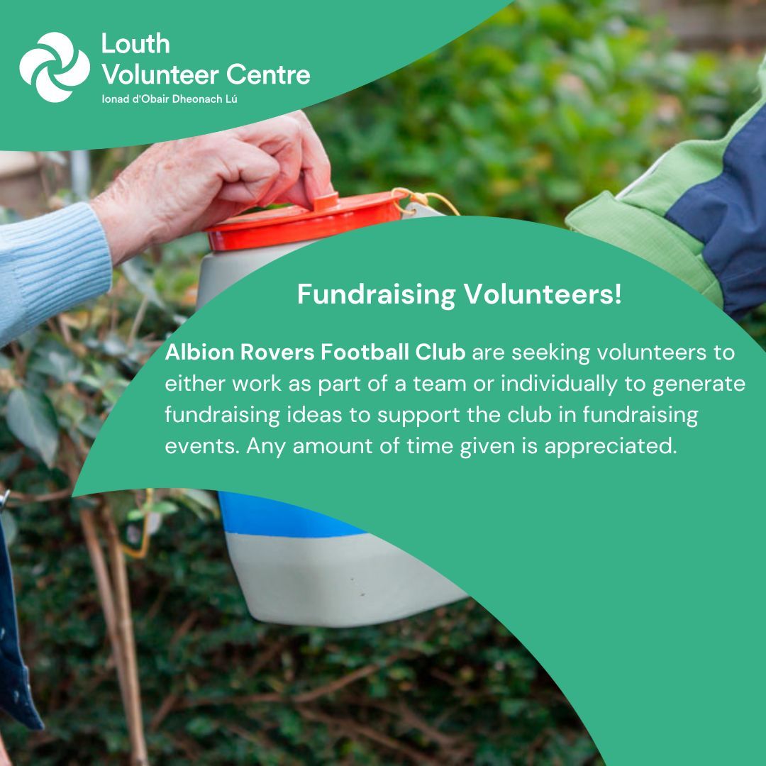 💡Fundraising Volunteer!💡 Albion Rovers Football Club are seeking volunteers to generate ideas for fundraising events to support the club whether as a group or individual. Any amount of time given is appreciated. buff.ly/48PxmIp #volunteerlouth #fundraising