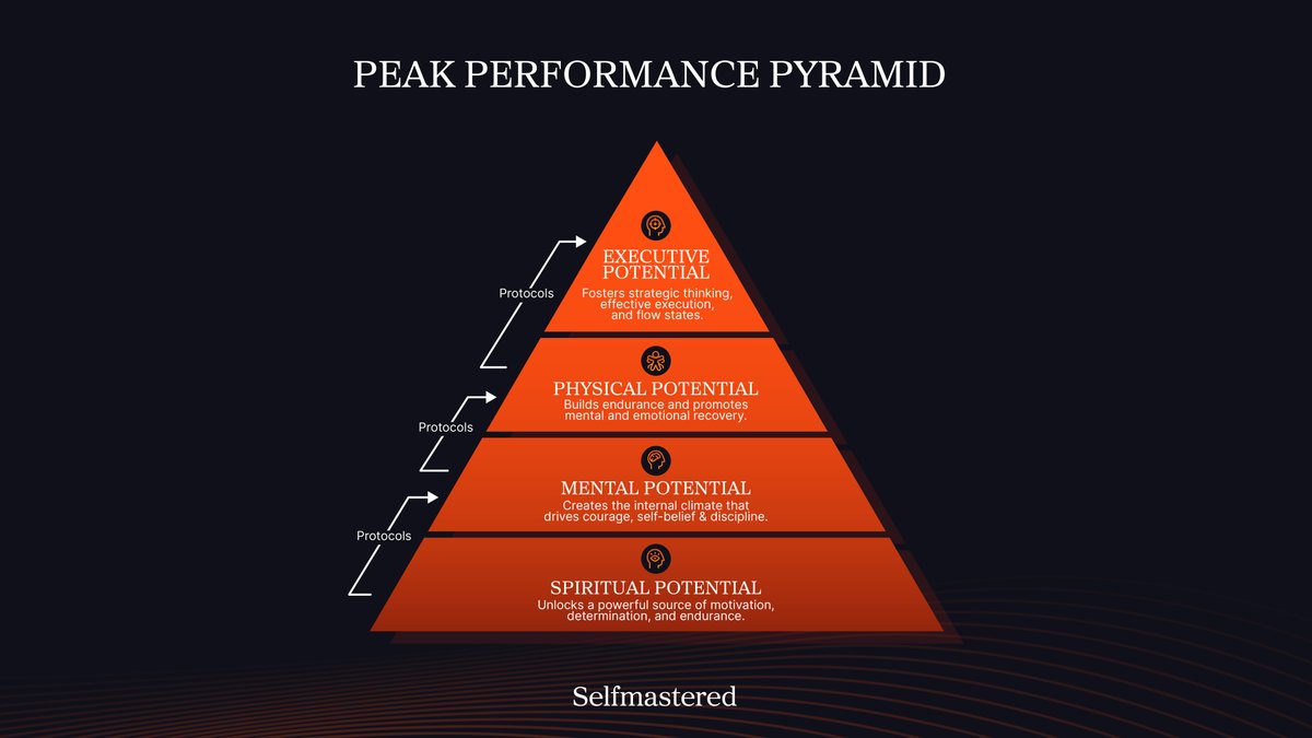 Peak performance in business consists of:

·Spiritual performance, which drives motivation &amp; endurance
·Mental performance, which drives courage &amp; discipline
·Physical performance, which promotes recovery
·Executive performance, which fosters effective execution

Master all 4