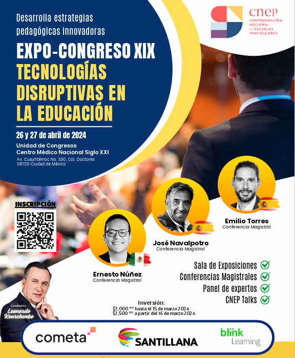 📍#México📣¡Faltan 38 días!
Nos complace anunciar que la 𝗘𝘅𝗽𝗼-𝗖𝗼𝗻𝗴𝗿𝗲𝘀𝗼 𝗖𝗡𝗘𝗣 𝗫𝗜𝗫 está cerca y ¡somos patrocinadores!

📅26 y 27 abril
🏫Unidad de Congresos Centro Médico Nacional Siglo XXI
👉congresocnep.com
<a href="/CNEPmx/">Confederación Nacional de Escuelas Particulares</a>

¡Te esperamos!