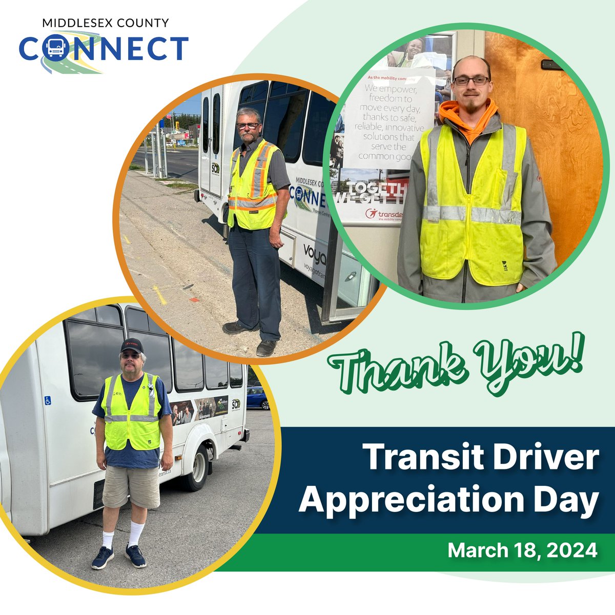 Today is Transit Driver Appreciation Day! We would like to extend our gratitude to all of the transit drivers. Special thanks to:  
🎖️Mark, our Route 1 driver 
🎖️Len and Matt, our Route 2 drivers Help
<a href="/VoyaGo_Transit/">VoyaGO Transit</a>
get 10,000 thank you messages: bit.ly/3yHU85a