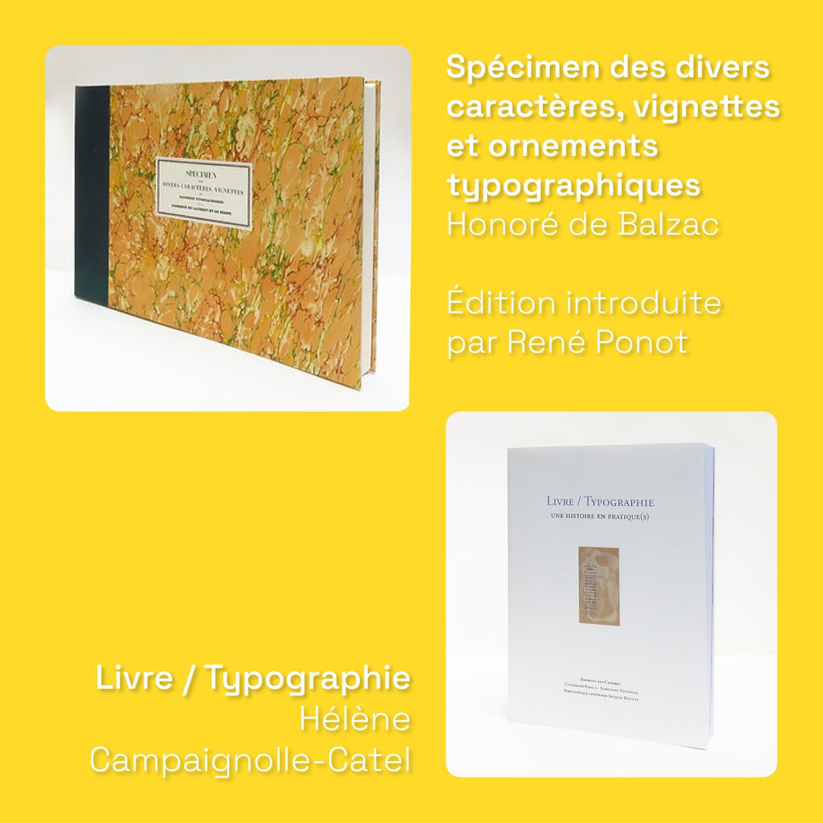 👀 COUP D’ŒIL SUR LA CATÉGORIE TYPOGRAPHIE
 
Désireux de montrer différents aspects de ce sujet, nos ouvrages retracent aussi bien l’histoire de la typographie et ses usages que ses techniques d’impression.
 
Retrouvez le reste du catalogue sur editionsdescendres.com