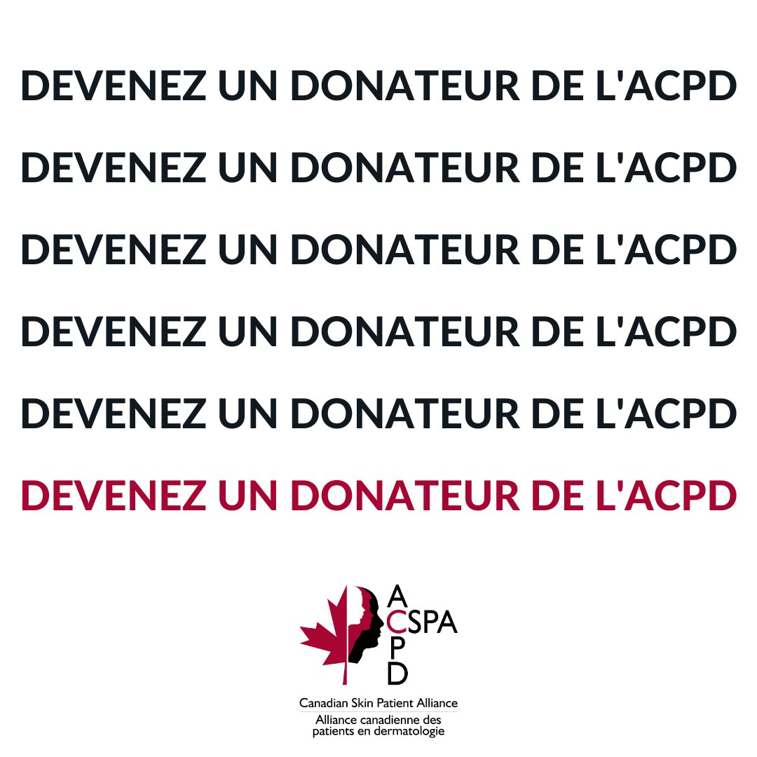 Soutenez notre mission en devenez un donateur de l'ACPD et contribuez à un avenir meilleur pour les milliers de personnes qui vivent au Canada avec une affection de la peau, des cheveux ou des ongles! Inscrivez-vous ici : ow.ly/m3VG50QOVcY