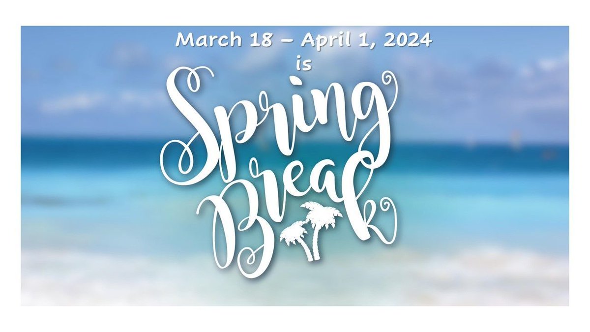 Spring Break is now here! The office will be closed and classes will not be in session March 18 - April 1, 2024 inclusively. Classes/Courses will resume and the office will be open on April 2, 2024. #mysd35community #think35 @langleyschools @sd35careered @sd35aviation