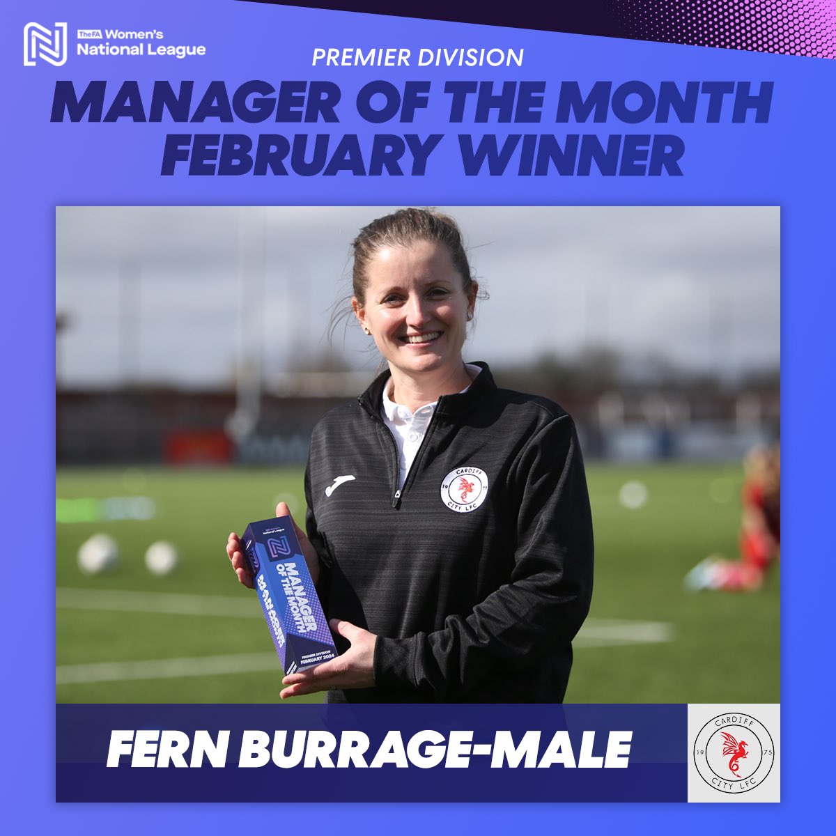 Manager of the Month Winner – February 

Congratulations to Fern Burrage-Male of Cardiff City Ladies who has been awarded Manager of the Month for February 🙌

#FAWNL | #MOTM | @CardiffCityLFC