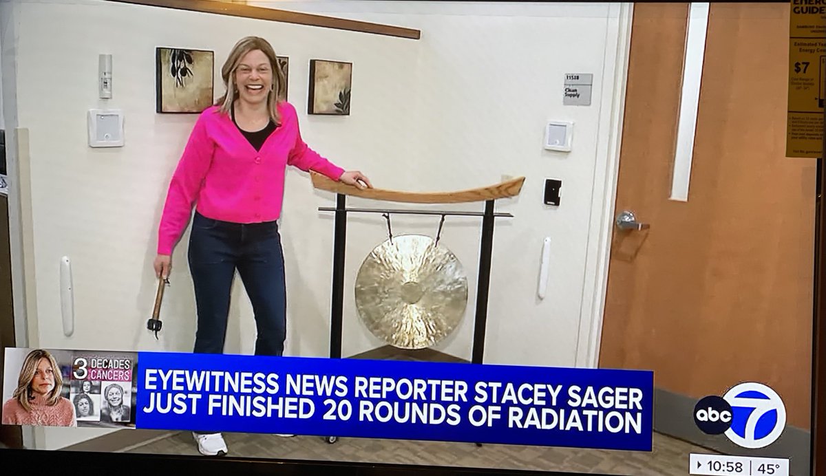 ⁦@staceysager7⁩ completed her rounds of chemo and sound the gong! So happy for Stacey! 💐👏🏼🙏🏼 ⁦@ABC7NY⁩ #FightingCancer💓💝