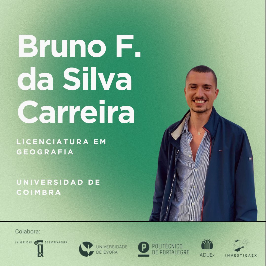 Bruno Filipe da Silva Carreira Aluno de licenciatura em Geografia na Faculdade de Letras da Universidade de Coimbra.  #ponentes #SeminarioJuventud @infouex @UEvora  @uexdivulga @UnivdeCoimbra