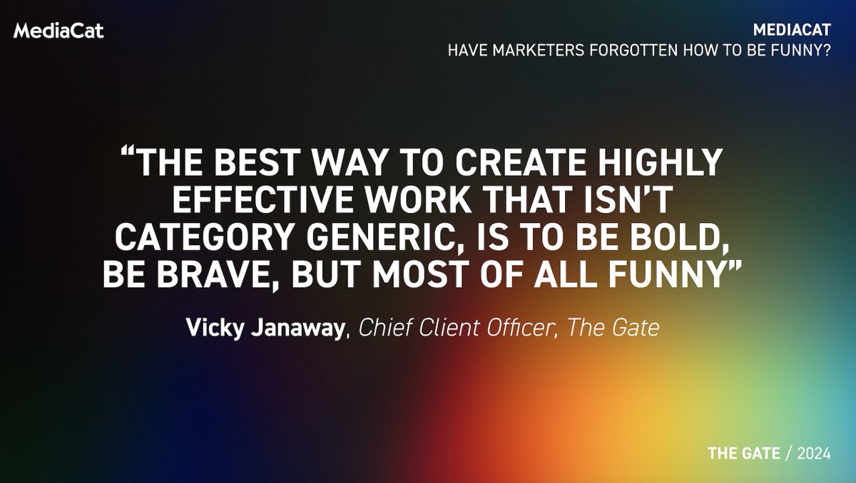 Our Chief Client Officer, @vickyjanaway, was recently approached by @MediaCatMag with an intriguing question: 'Have marketers forgotten how to be funny?' Find our what she had to say via:mediacatmagazine.co.uk/have-marketers…