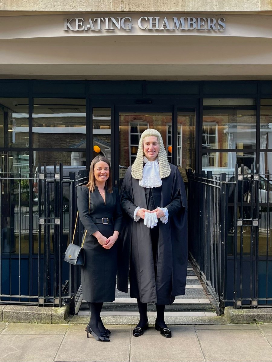 Congratulations to Tom Owen for being appointed to King's Counsel today. Jade Clark (Tom's clerk) had the pleasure of accompanying Tom and his family to Westminster Hall, where he was formally sworn in. Tom is pictured outside Keating with his wife Livi and Jade. #SilksDay2024