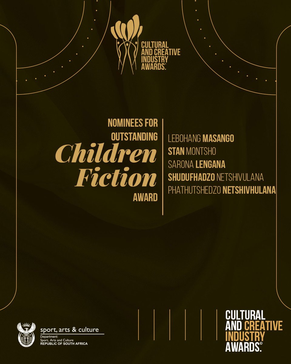 cciawards's tweet photo. Congratulations to the Creative &amp; Cultural Industry Awards nominees for outstanding Children Fiction Award.

Lebohang Masango
Stan Montsho
Sarona Lengana
Shudufhadzo Netshivulana 
Phathutshedza Netshivhulana 

#CCIA 
#CCIAwards
#WeAreArt
#WeAreCulture 
#WeAreCreative https://t.co/Tm2gBXAnHZ