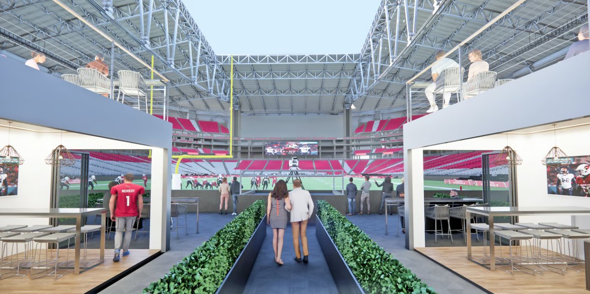 FOS's tweet photo. The Arizona Cardinals have unveiled multiple luxury game experience upgrades to State Farm Stadium:

• Casita Garden Club
• Morgan Athletic Club
• Six on-field seating experiences
• All-inclusive food and beverage https://t.co/UHs0IbwkM4