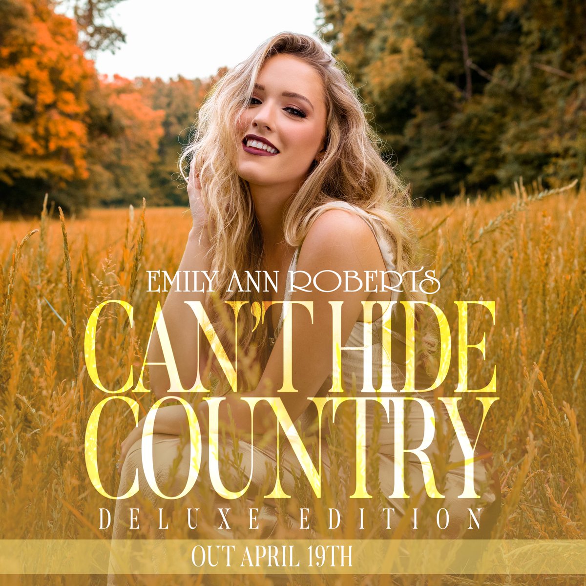 Can’t Hide Country is getting as country as it gets with the DELUXE EDITION!!! So excited to announce the “Can’t Hide Country” (Deluxe Edition) will be out April 19th!! Featuring THREE NEW SONGS including one of my favorites, “Back Home”. Pre-save/add now emilyannroberts.lnk.to/chc-deluxe