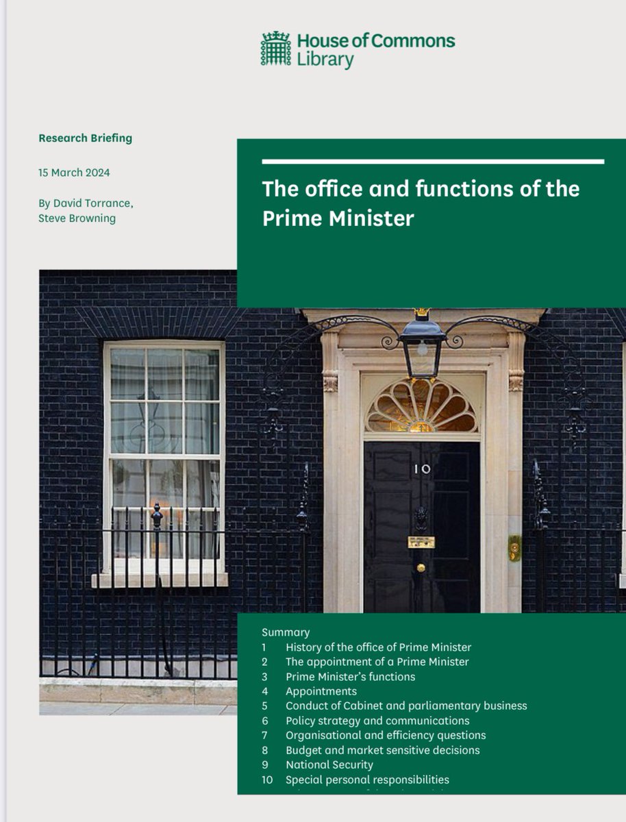 Another punt for a new @commonslibrary research briefing which attempts to capture all the functions of the contemporary office of the Prime Minister of the United Kingdom: commonslibrary.parliament.uk/research-brief…