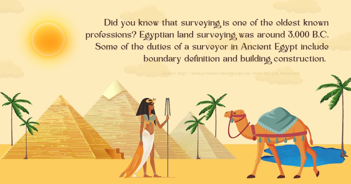 SCSPLS's tweet photo. On todayβs #DidYouKnowSurveyorsFacts, a fascinating piece of information from the earliest origination of land surveying! #SCSPLS #NationalLandSurveyorsWeek2024 https://t.co/8PVPZEaDvL