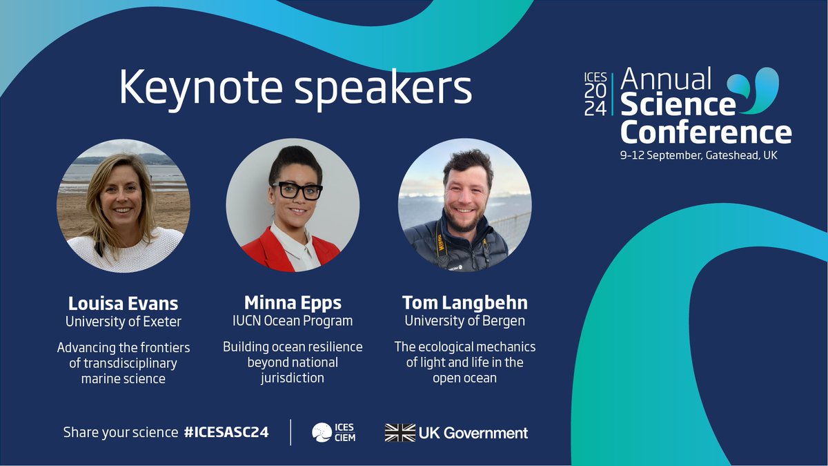 🥁Drumroll please! We are delighted to announce #ICESASC24 keynote speakers! ✔@louisa_evans @ExeterGeography ✔@TomJasperL @TEG_UiB ✔@epps_minna @IucnOcean ℹshorturl.at/pP179 Want you to join our speakers? Share your science in Gateshead! 🔔Abstract deadline 22 March