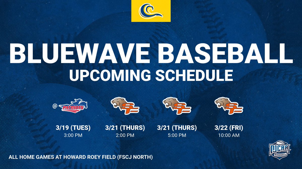 Several changes in our weekly schedule:

Away game at CF will now be on Tuesday.

Weekend series against South Florida State will now be Thursday/Friday.

#RollWave