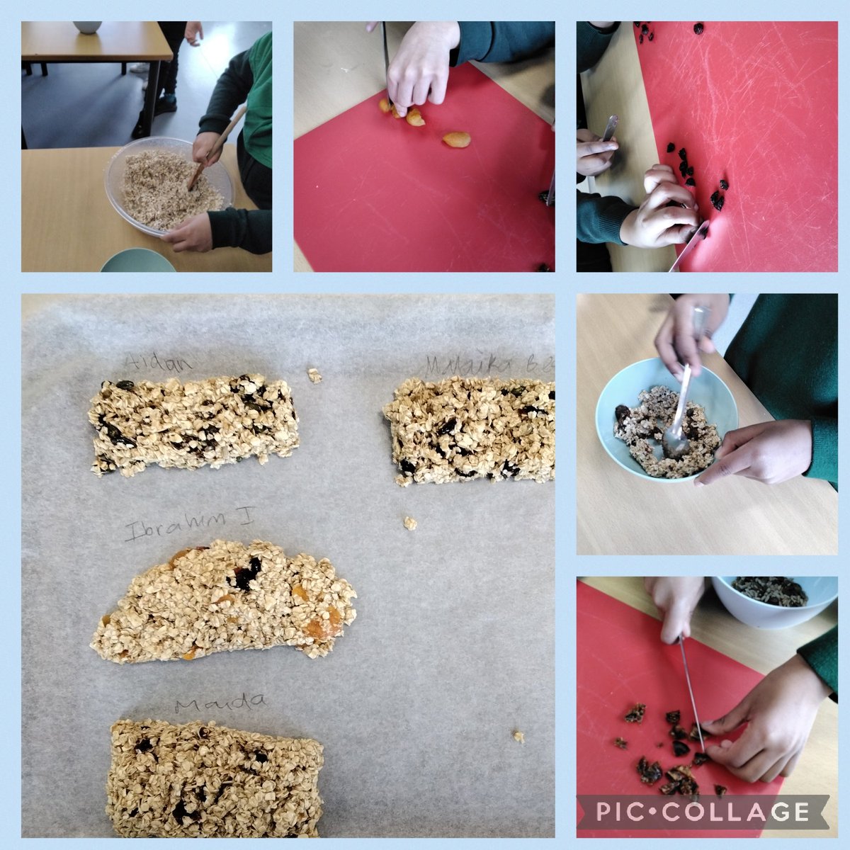 wyndclf's tweet photo. In DT, the children in 4B made their own healthy snack bars. They chopped the dried fruit, mixed the ingredients together and then baked their bars. It's safe to say that they were a hit! 
#DT #Cookingandnutrition #Snackbars #4B #WPS #Leightrust https://t.co/UvbCELb20i