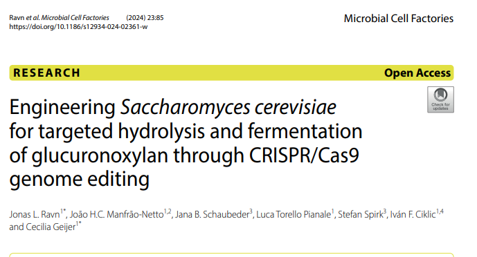 Check out the latest paper from Indbio where the authors equipped xylose-fermenting S. cerevisiae strain with xylanolytic enzymes targeting beechwood glucuronoxylan: …robialcellfactories.biomedcentral.com/articles/10.11…