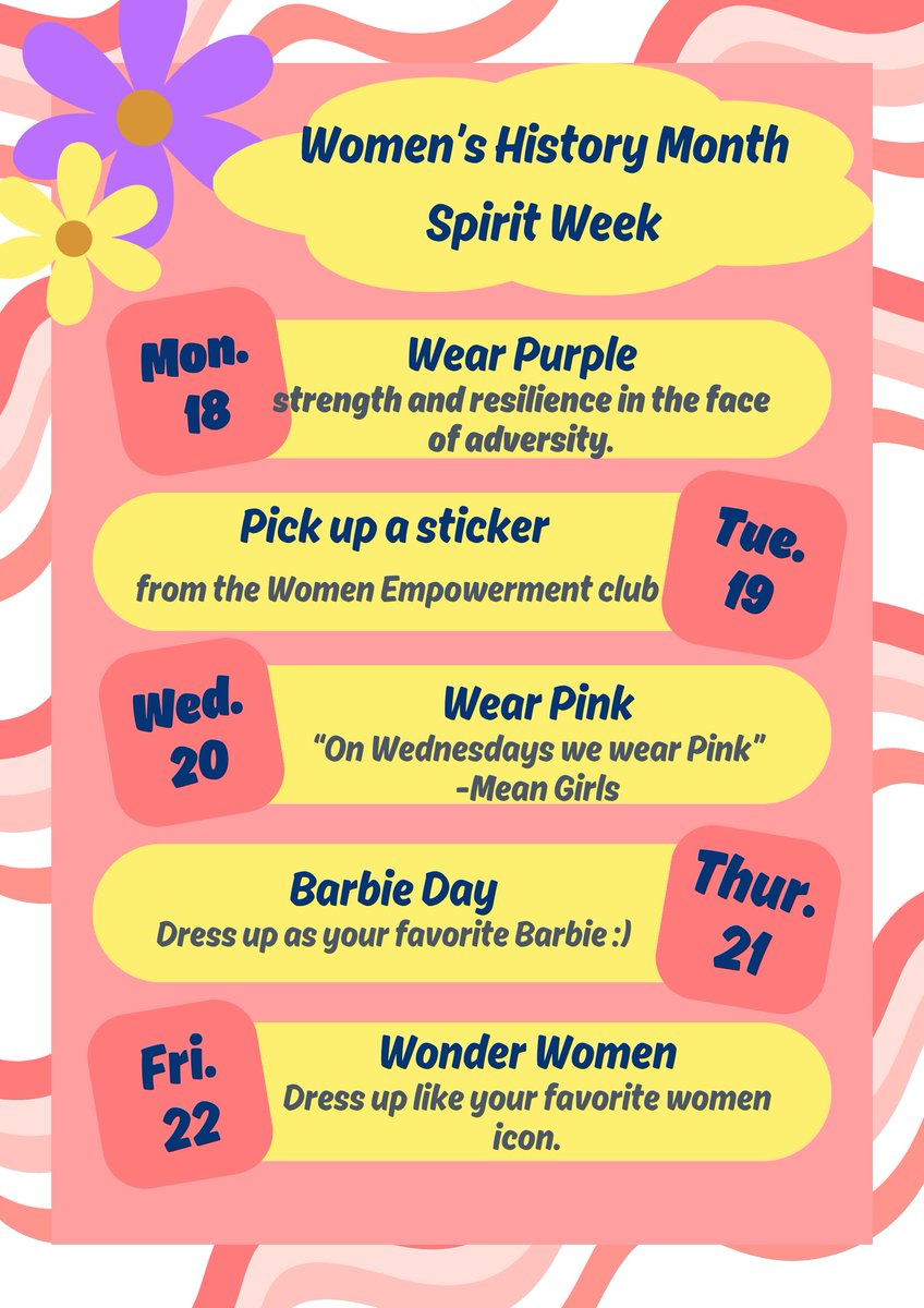 Check out the student led Women's History Month Spirit Week and join us in celebrating women and the contributions made by women. #WomensEmpowermentClub #WomensHistoryMonth #EarlyCollege #InternationalEducation #ChooseHAIS #RisingPhoenix