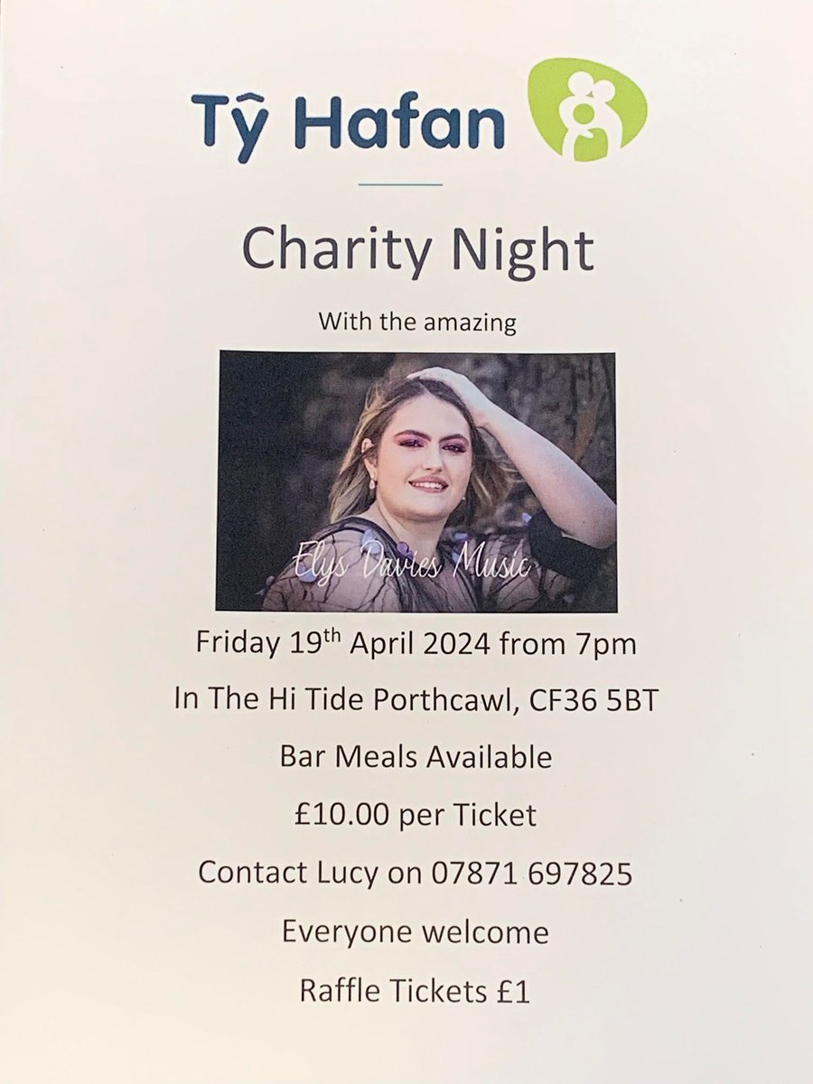 The amazing Lucy Morgan has organised a fundraising charity night for the #BikeBoatBoot challenge for @tyhafan at @TheHiTide in Porthcawl! A great evening planned with music from the wonderful Elys Davies @elysdavies01
