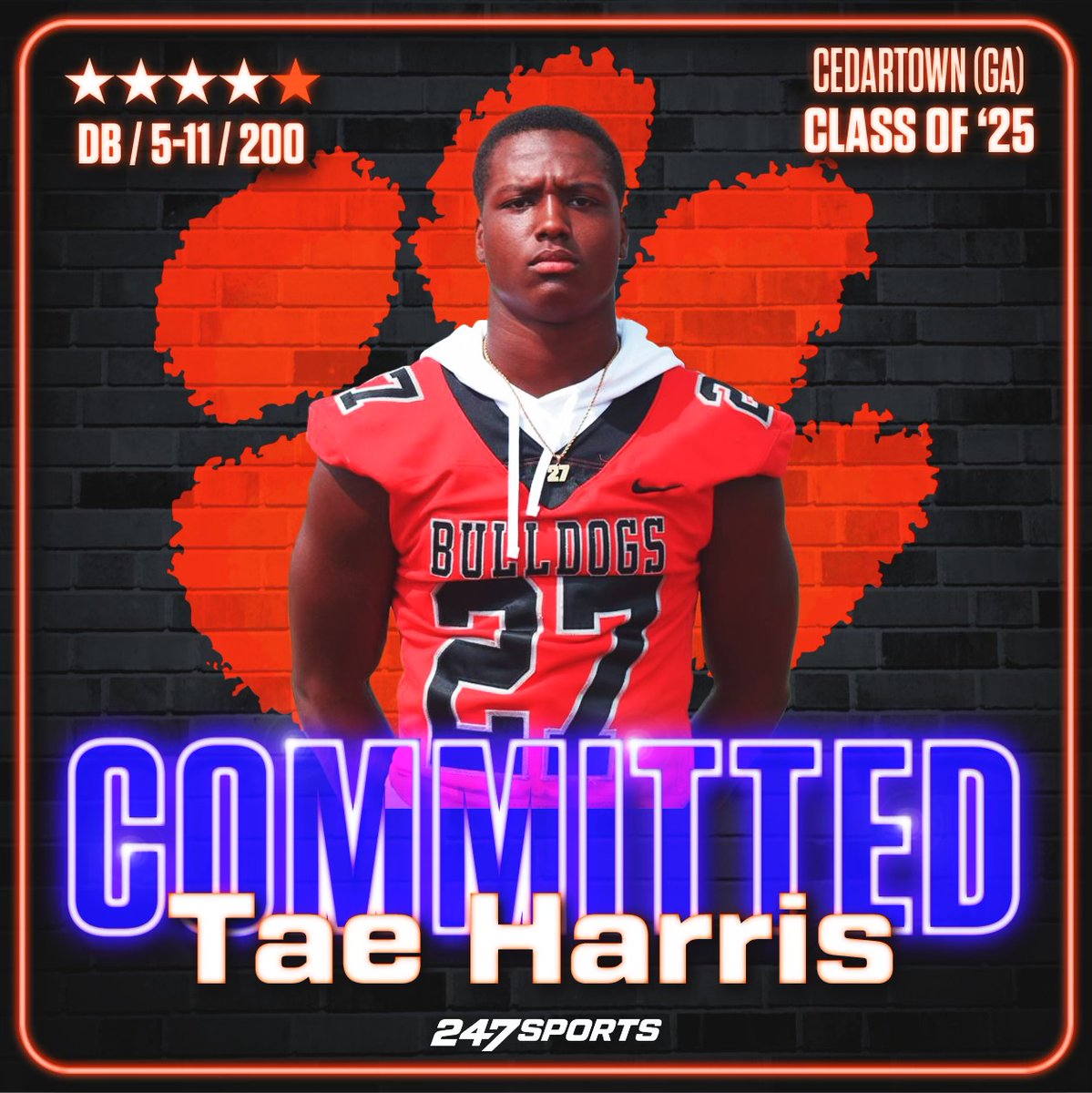 BREAKING: @247Sports' No. 11 safety Tae Harris (5-11, 200) of Cedartown (Ga.) commits to #Clemson over four other ACC/SEC/Big 12 finalists: 'Me and @KhalilBarnes7 in the same secondary is not good for any offense. Death Valley, here I come.' 247sports.com/Article/tae-ha…