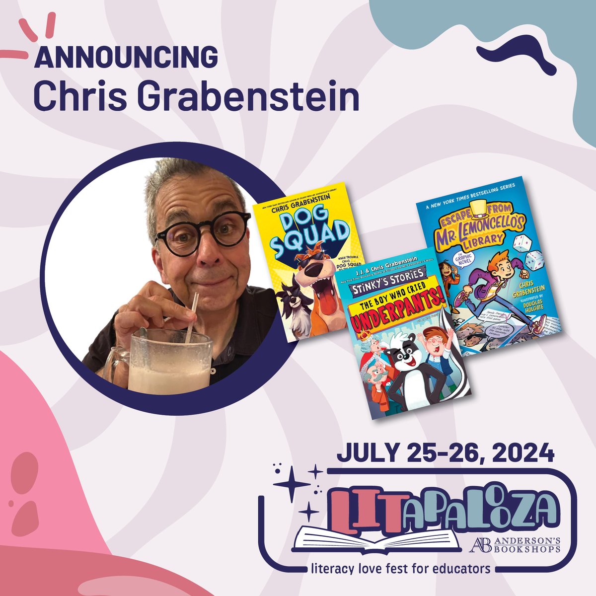 ANNOUNCING : Chris Grabenstein @CGrabenstein will be at LITapalooza 2024! Enjoy a festival of kidlit love with him by registering here: LITapalooza2024.eventcombo.com