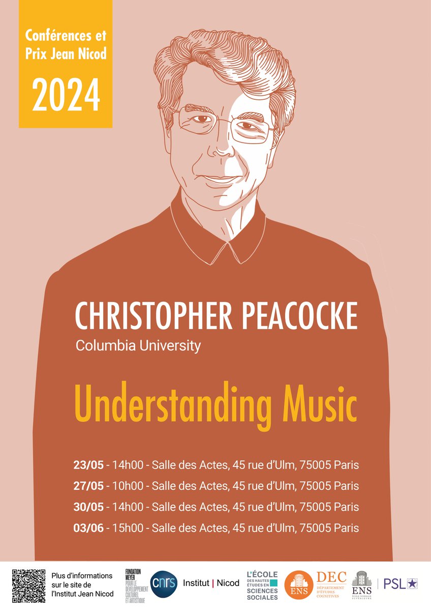PRIX JEAN NICOD🏅ǀ Christopher Peacocke @Columbia will be in Paris this May and June to receive the #PrixJeanNicod 2024. The programme of the lectures given on the occasion ➡️institutnicod.org/seminaires-col… 1/3