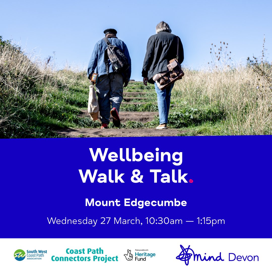 Places are still available on our first Wellbeing Walk &amp; Talk session! 👣

📆 Wednesday 27 March
⏰ 10:30am — 1:15pm
🗺️ Mount Edgecumbe

Join our gentle 3-mile walk to explore the stunning heritage, wildlife &amp; views on the coast path. 🔗 loom.ly/rMXBgfk <a href="/swcoastpath/">South West Coast Path Association</a>