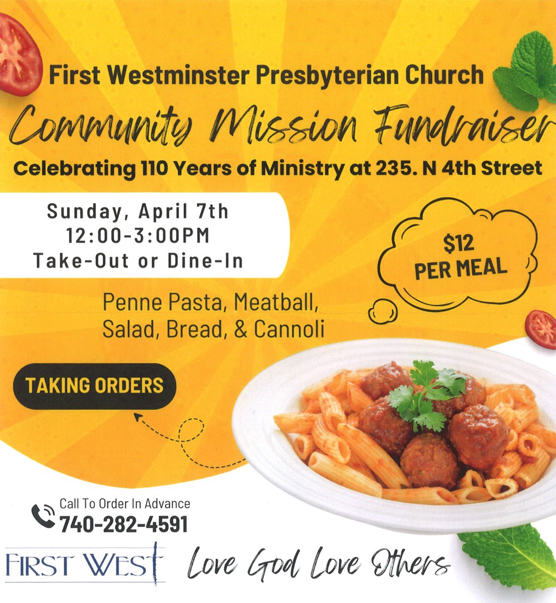 Please consider supporting our friends at First Westminster Presbyterian Church for their Community Mission Fundraiser on April 7th!