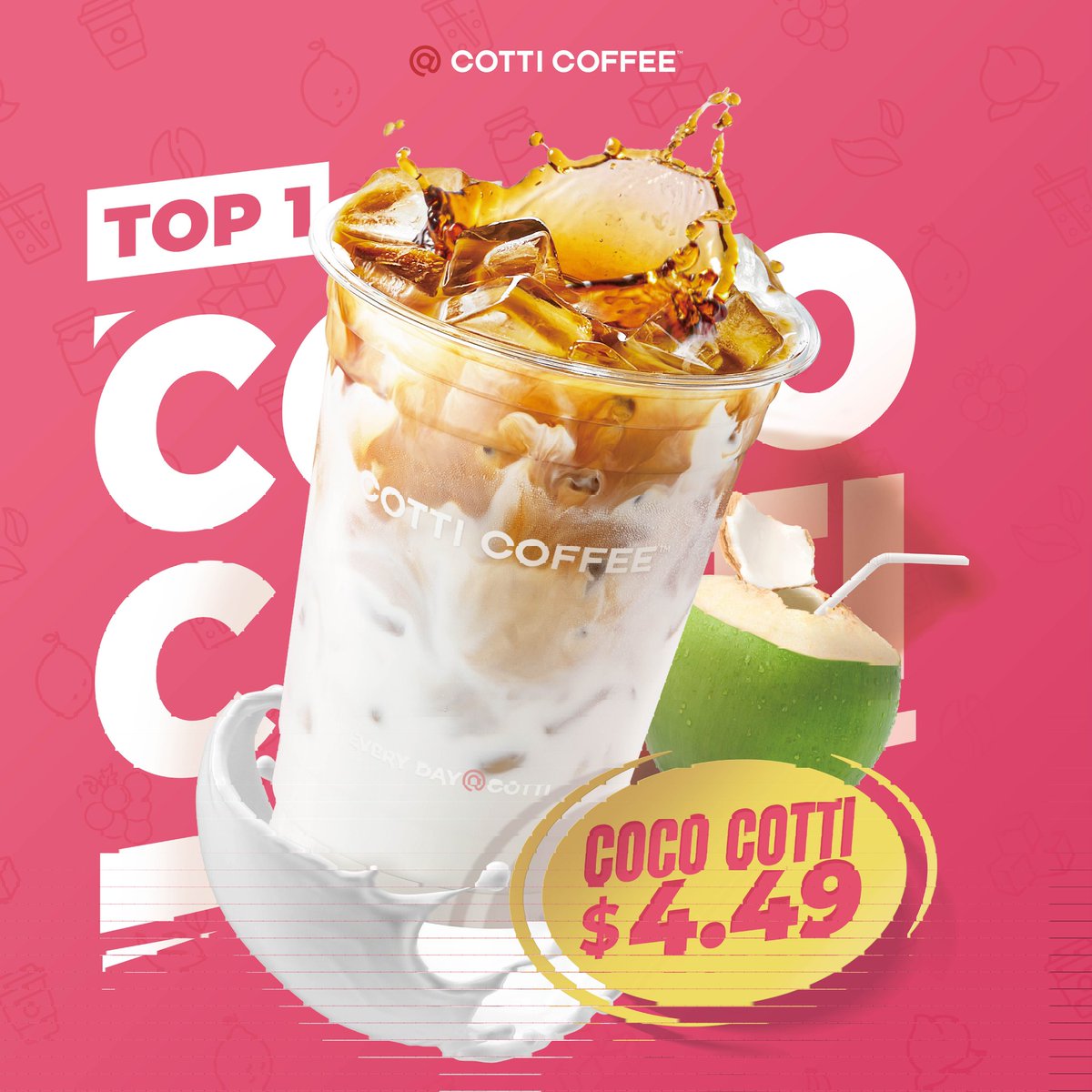 CottiCoffeeCA's tweet photo. Start your day with a taste of the tropics and a dash of TOP1 magic! Coco Cotti - where island dreams meet coffee reality. 🌞☕

#cotticoffee#everydaycotti#drinkcoffee#coffeelover#specialoffer#monday https://t.co/quzSpcGS0d
