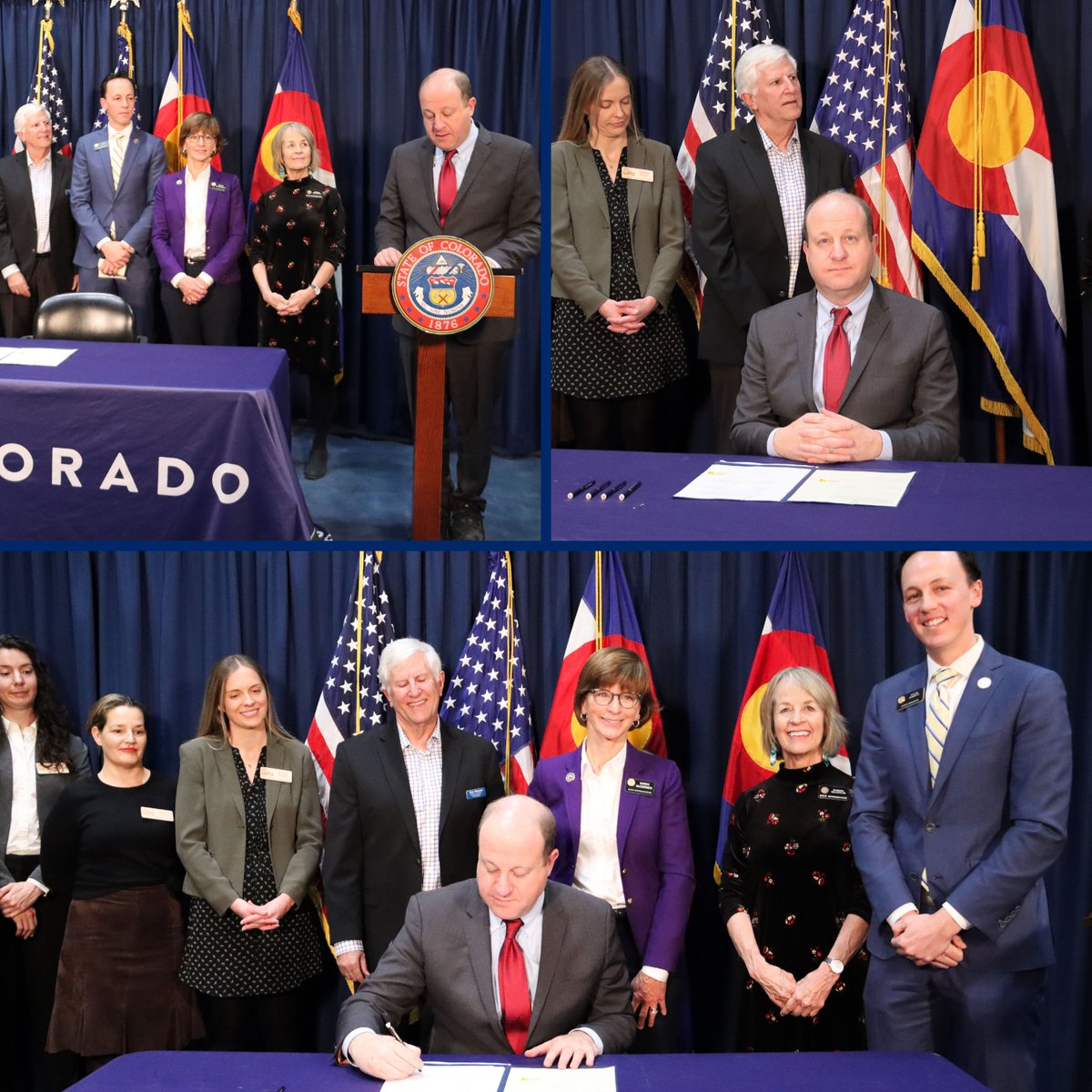 GovofCO's tweet photo. Coloradoโs iconic 14ers, mountains over 14,000 feet, are treasures for our state, and this new bipartisan law I signed is a part of our work to open up access and ensure Coloradans can enjoy more fun outdoors. https://t.co/VvmT60eqXe
๐SB24-005 - Prohibit Landscaping Practices for Water Conservation, sponsored by Senators Dylan Roberts and Cleave Simpson, and Representatives Karen McCormick and Barbara McLachlan.
๐SB24-058 - Landowner Liability Recreational Use Warning Sign, sponsored by Senators Mark Baisley and Dylan Roberts, and Representatives Brianna Titone and Shannon Bird.
๐SB24-002 - Local Government Property Tax Credits Rebates, sponsored by Senator Dylan Roberts, Speaker Julie McCluskie, and Representative Lisa Frizell. ๐HB24-1016 - Defined Personnel for Emergency Telephone Services, sponsored by Representative Sheila Lieder and Ryan Armagost, and Senators Chris Kolker and Kevin Van Winkle.