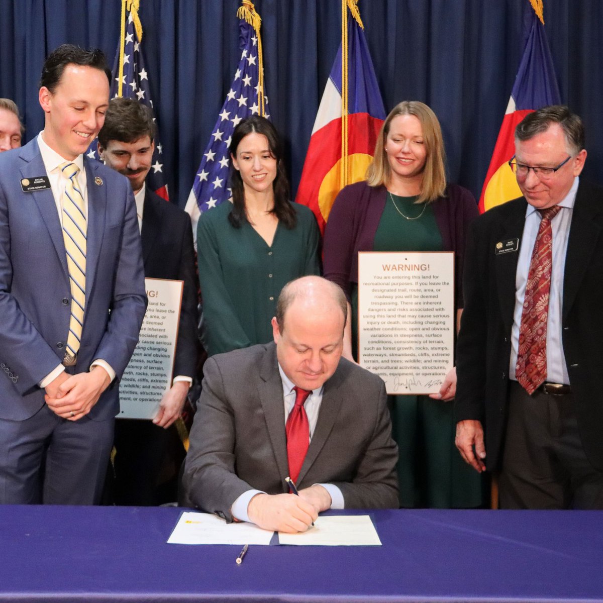 GovofCO's tweet photo. Coloradoโs iconic 14ers, mountains over 14,000 feet, are treasures for our state, and this new bipartisan law I signed is a part of our work to open up access and ensure Coloradans can enjoy more fun outdoors. https://t.co/VvmT60eqXe
๐SB24-005 - Prohibit Landscaping Practices for Water Conservation, sponsored by Senators Dylan Roberts and Cleave Simpson, and Representatives Karen McCormick and Barbara McLachlan.
๐SB24-058 - Landowner Liability Recreational Use Warning Sign, sponsored by Senators Mark Baisley and Dylan Roberts, and Representatives Brianna Titone and Shannon Bird.
๐SB24-002 - Local Government Property Tax Credits Rebates, sponsored by Senator Dylan Roberts, Speaker Julie McCluskie, and Representative Lisa Frizell. ๐HB24-1016 - Defined Personnel for Emergency Telephone Services, sponsored by Representative Sheila Lieder and Ryan Armagost, and Senators Chris Kolker and Kevin Van Winkle.