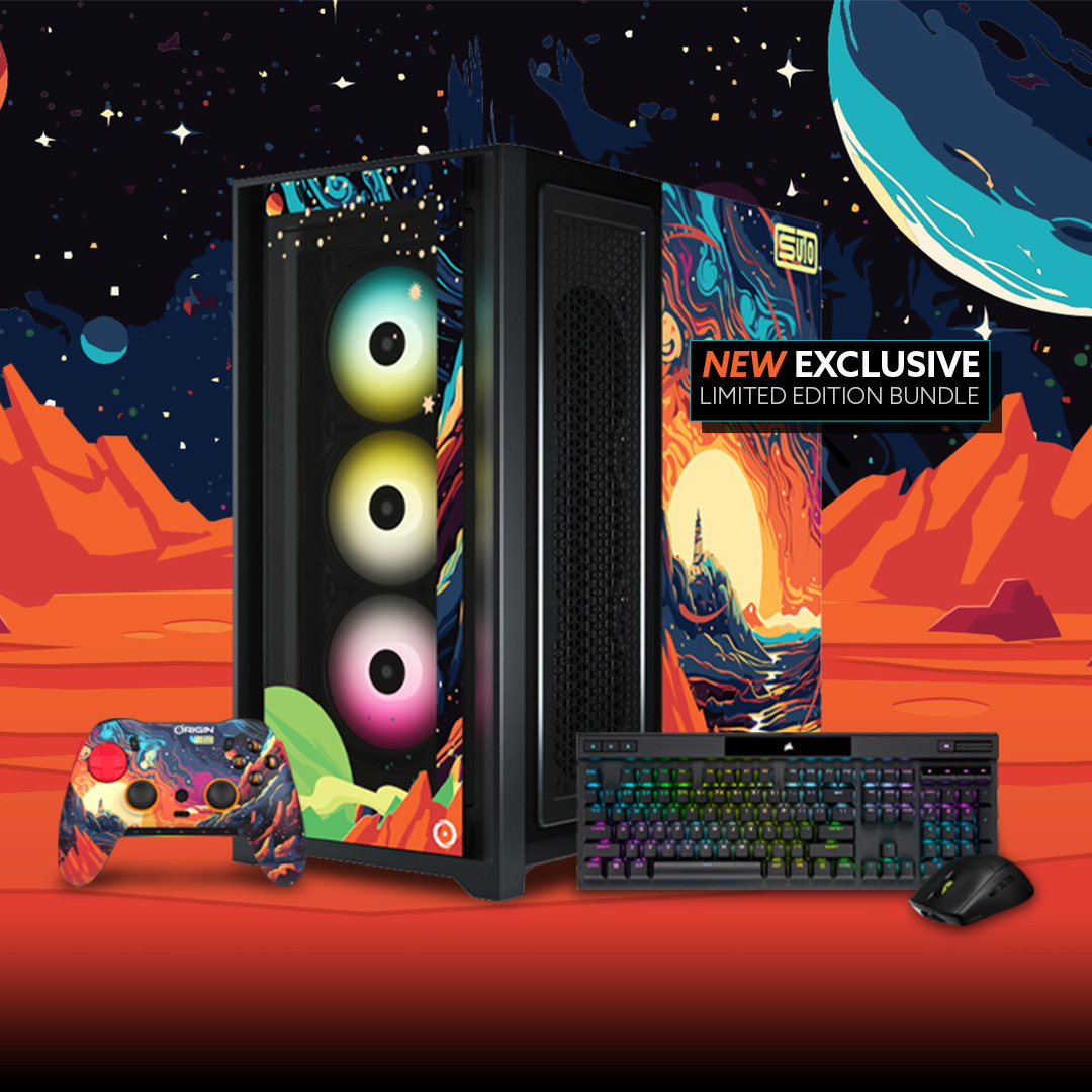 You all loved our bundles so we're bringing them back ☄️ We partnered with @SutoCustoms to offer this Exclusive Fantasy Space bundle with a premium desktop and sleek peripherals. LIMITED STOCK AVAILABLE 👽: bit.ly/3Tkghkc