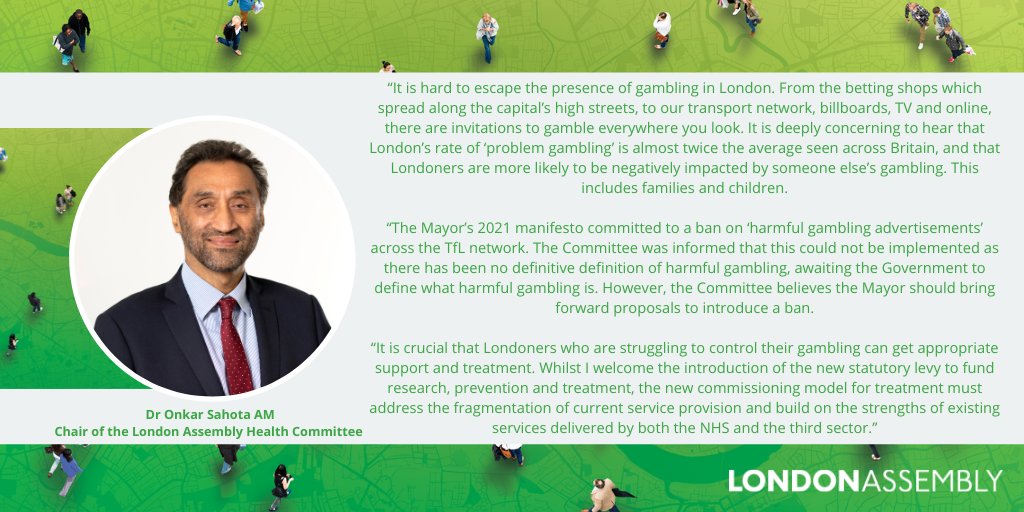 @DrOnkarSahotaAM, Chair of the London Assembly Health Committee, is urging the Mayor should bring forward proposals to introduce a ban on ‘harmful gambling advertisements’ across the TfL network.