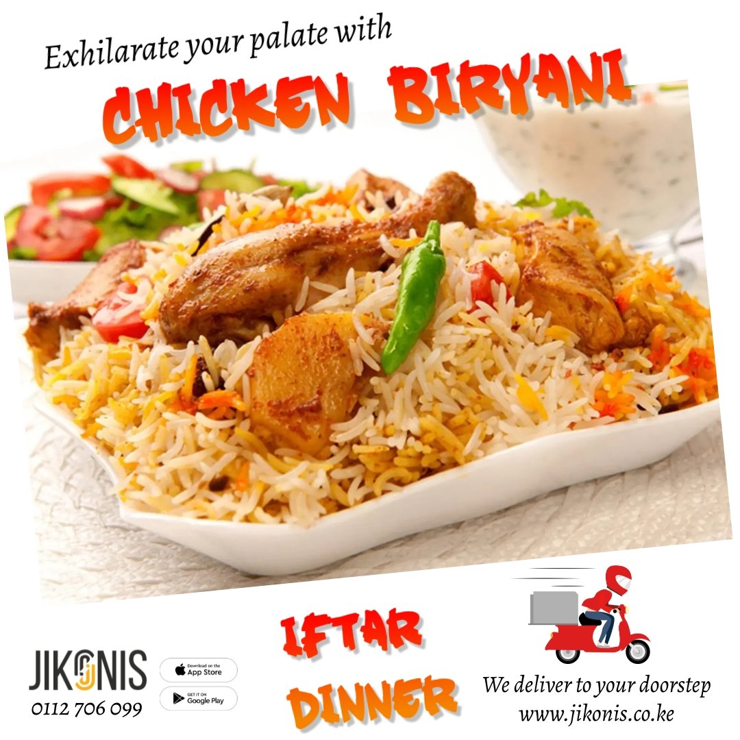 JikonisKenya's tweet photo. We deliver your Iftar dinner to your doorstep. Download the Jikonis App and order from the best restaurants in Meru and Nanyuki. 
#ramadhan
#iftar
#jikonis
#foodanddrinksdelivery https://t.co/1S1lREexVT