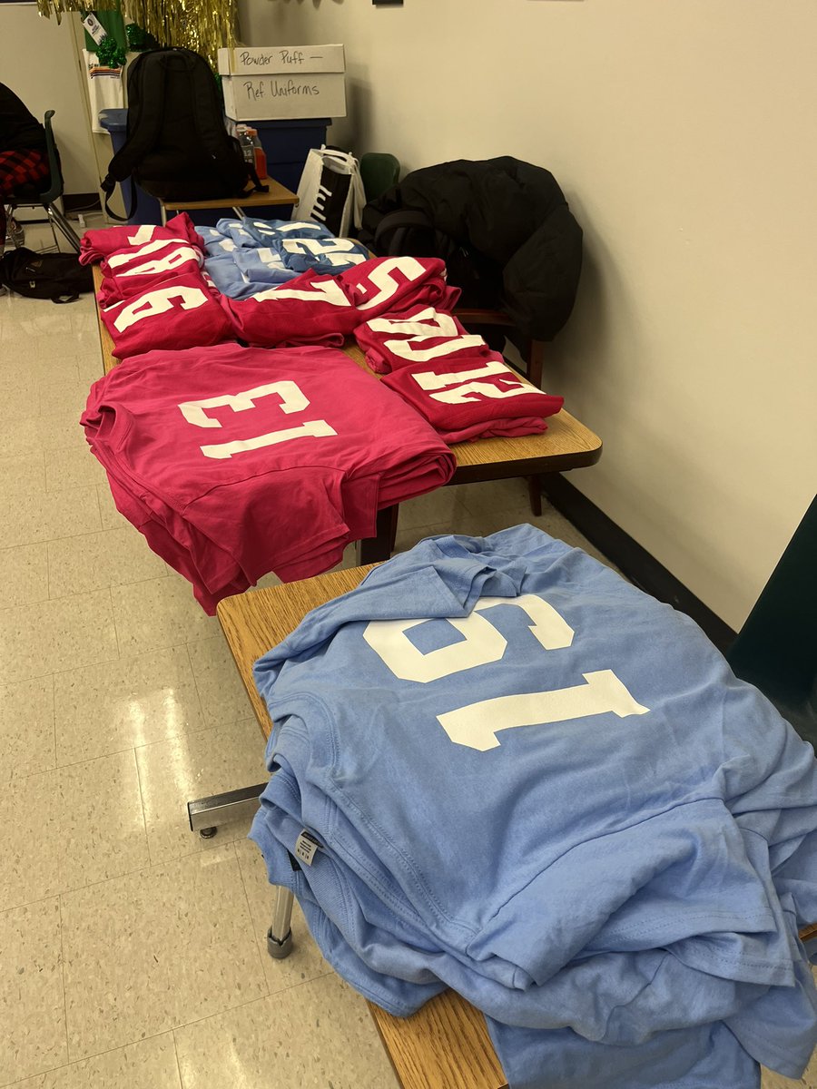 Powder puff cheer shirts are in! Go pick them up! Seniors, room 408 Juniors room 407