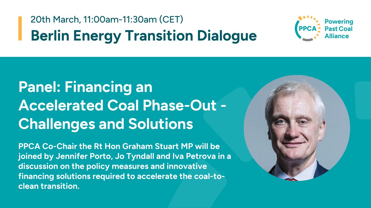 How can finance accelerate coal phase-out? Our UK Co-Chair @grahamstuart will explore this on Wednesday at #betd24. Also speaking: Joe Tyndall of @OECD and Iva Petrova of @MEBulgaria. energydialogue.berlin/betd-side-even…