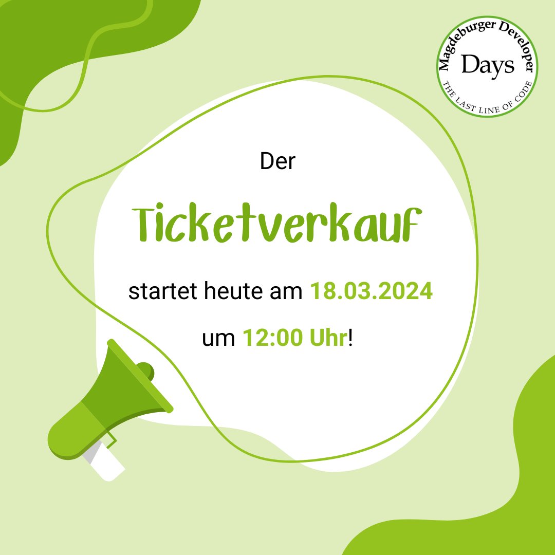 Heute ist der Ticketverkauf für die #mddevdays gestartet. 🥳