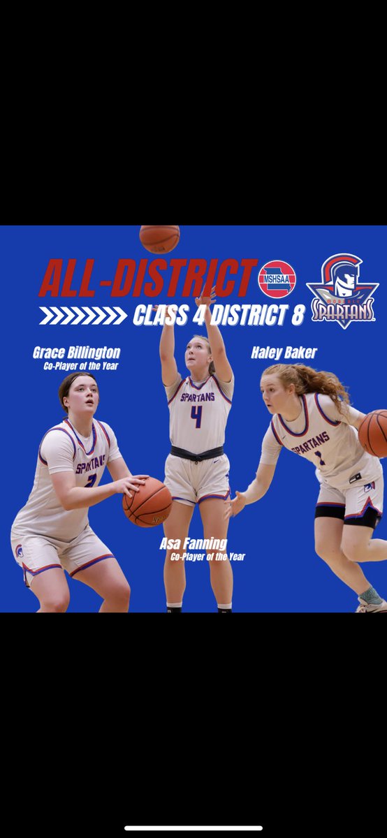 Congrats to these 3 on their Class 4 District 8 accolades. 
Grace Billington and Asa Fanning Co-Players of the Year and Haley Baker All-District.