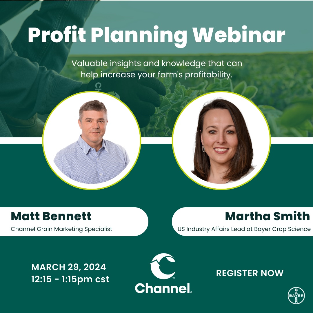 📢 Don't miss the first webinar in our Profit Planning Series by Channel! Join Matt Bennett and Martha Smith discuss how to gain valuable insights for your farm's success.

🗓️ March 29th, 2024
🕒 12:15pm – 1:15pm CST

🔗 Register: spr.ly/6019klWIX