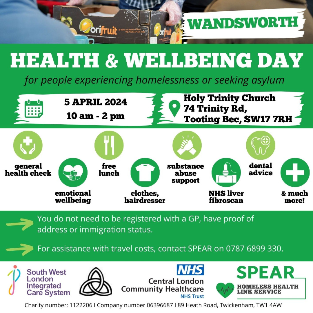Our next Health and Wellbeing Days bit.ly/3v7tFA6: • 19 March - Kingston upon Thames • 22 March - Merton • 28 March - Streatham • 5 April - Tooting Bec Thanks to @FrancoMancaPizz for food donations for each event. #EndHomelessness #HealthForAll #london #nonprofits