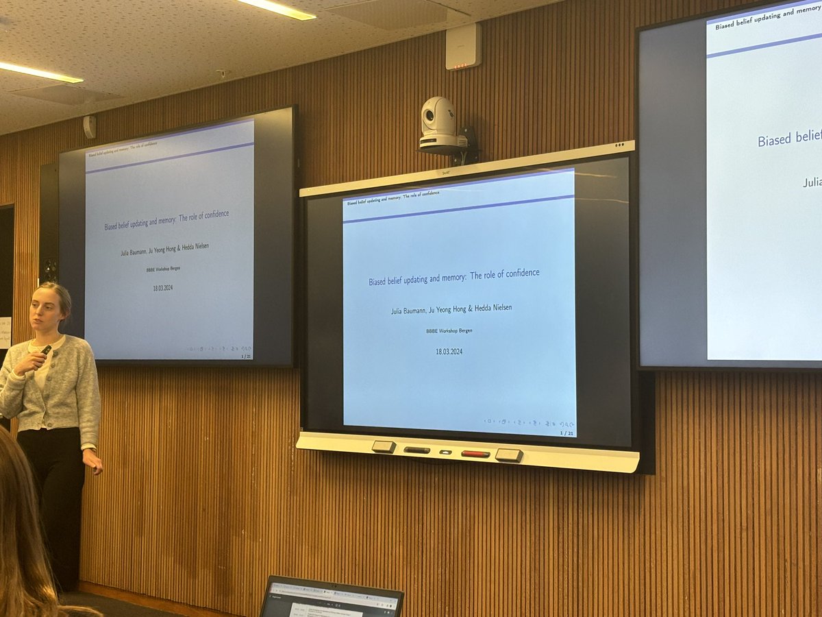 Siri Isaksson (@dorotheafrenkel) on Twitter photo <a href="/nielsen_hedda/">Hedda Nielsen</a> giving the last presentation of this years rendition of the Bergen Berlin behavioral workshop on “Biased belief updating and memory: the rule of confidence” 📈 <a href="/nielsen_hedda/">Hedda Nielsen</a> giving the last presentation of this years rendition of the Bergen Berlin behavioral workshop on “Biased belief updating and memory: the rule of confidence” 📈