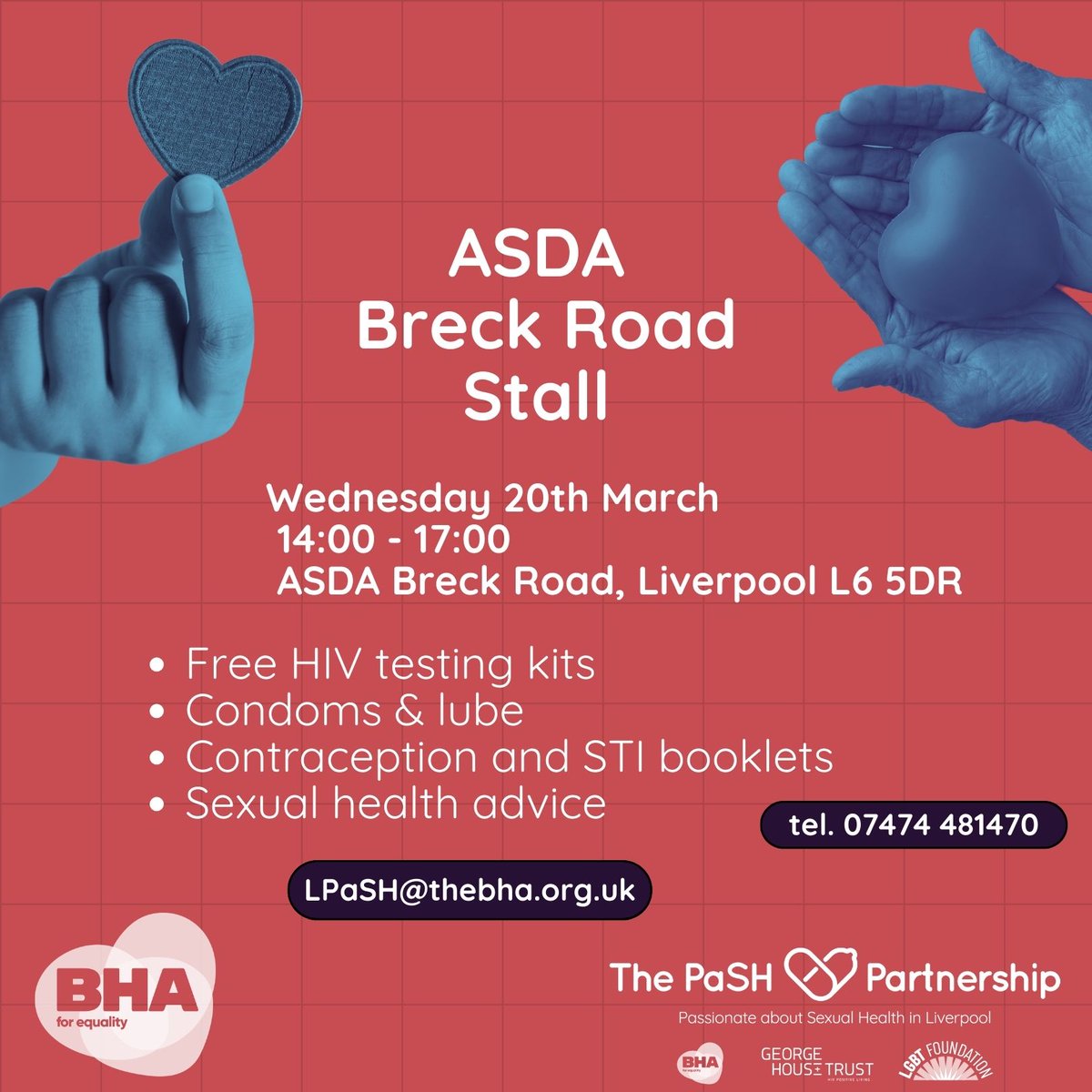 On Wednesday afternoon you can catch us in Everton! We will be handing out resources like free discreetly packed condoms, HIV self-testing kits and information leaflets about PrEP. See you there! @gmpash @pashinliverpool #hivprevention #stiawareness #sexualhealth #hivtest