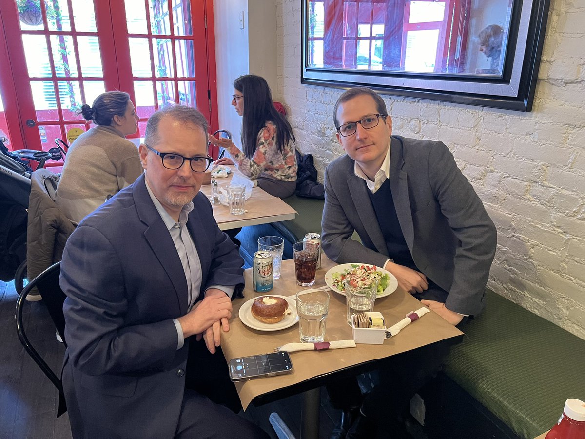 MicahLasher's tweet photo. Brunch with @MarkLevineNYC at Effy’s on W. 96th Street after it was targeted for being a Jewish establishment. We came to show solidarity and support. To call this incident what it was — anti-Semitic hate. To demand that Albany expand the hate crimes law. And to make clear that New York will never be a place where this is tolerated, condoned, or chalked up to reasonable political discourse.