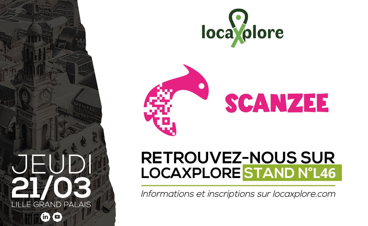 🤳🏼 Nous sommes excités de partager avec vous notre participation au salon LocaXplore à l'occasion du Com'​ en Or DAY 2024 à Lille Grand Palais !

📆21.03.2024
📍LocaXplore, Lille Grand-Palais
🔍Stand L46

See you there✌🏼
#lillegrandpalais #locaxplore #scanzee #RSE #hautsdefrance