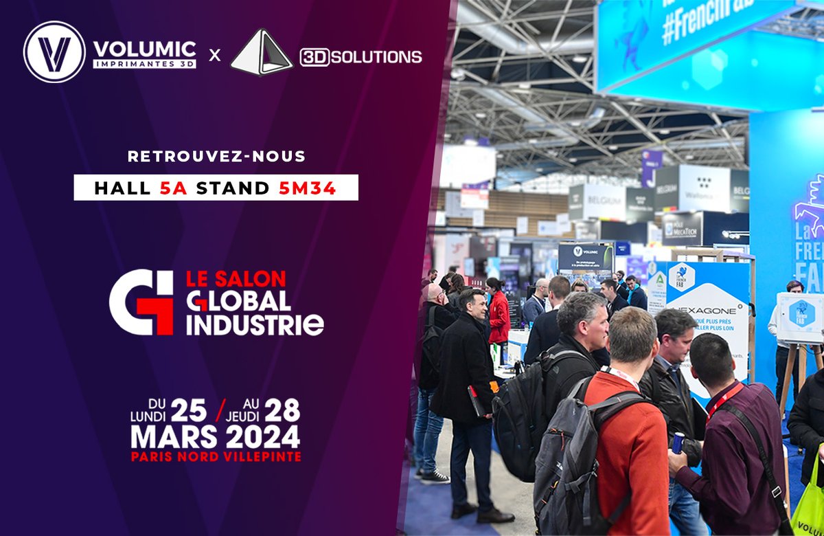 volumic3D's tweet image. 📆 Nous serons présents au salon @Salon_GI à Paris du 25 au 28 mars avec @3DSOLUTIONS_FR

Venez découvrir nos dernières nouveautés dans le hall de la #FabricationAdditive sur le Stand 5M34 

#GI24 #GlobalIndustrie #impression3D #Imprimante3D #MadeInFrance #innovation