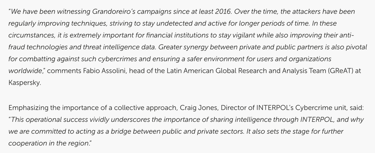 e_kaspersky's tweet photo. #securitywithoutborders - @Kaspersky supports INTERPOL-coordinated action to disrupt #Grandoreiro malware operation - https://t.co/XvH4xpb7Yz https://t.co/NowHQp7kIq