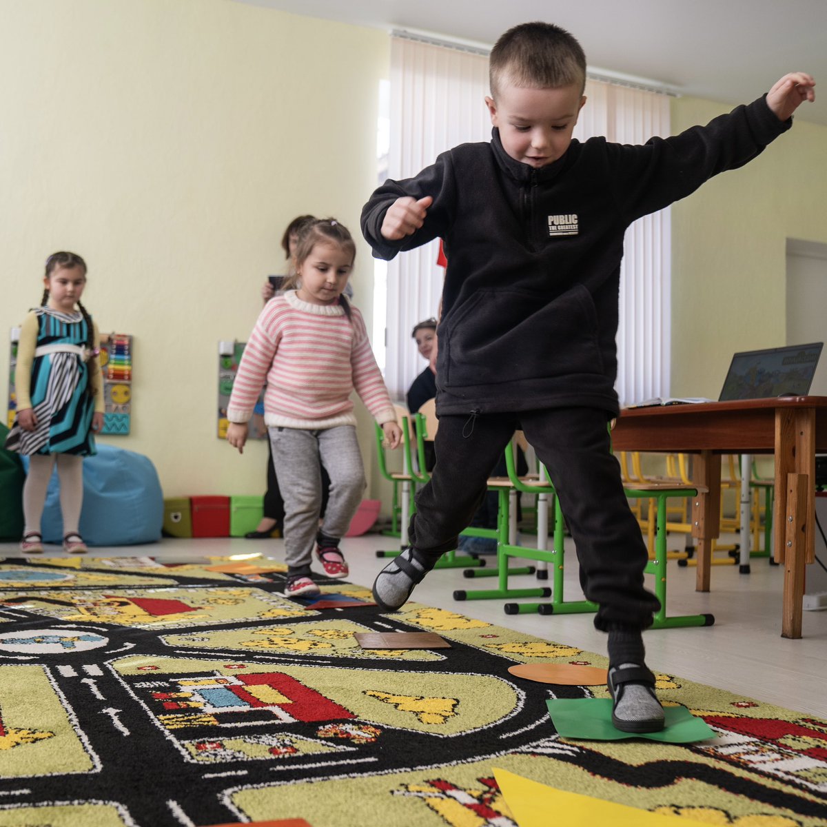 Study, but make it fun! That is how Zirochka (Little Star) kindergarten students in Ivano-Frankivsk, #Ukraine, learn geometric shapes. With our support, 150 students have better facilities, tech equipment, and psychosocial programs. Every child deserves a peaceful childhood! 🫂