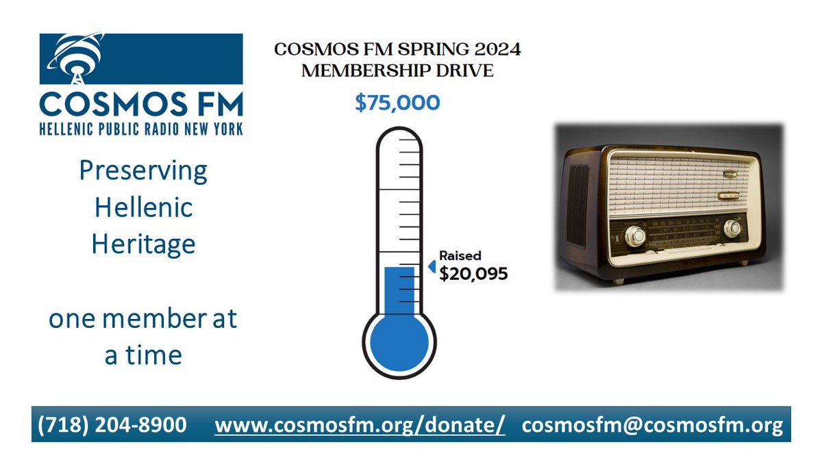 One week down, two weeks to go! The future of this extraordinary public radio station hinges on your generosity. Your support for COSMOS FM is crucial.#supportCOSMOSFM